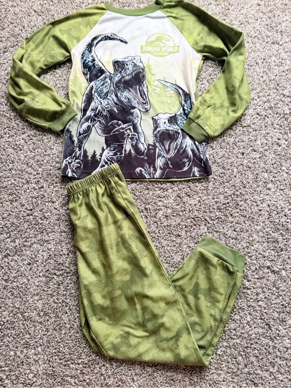 Boys' Green Dinosaur Pajama Set